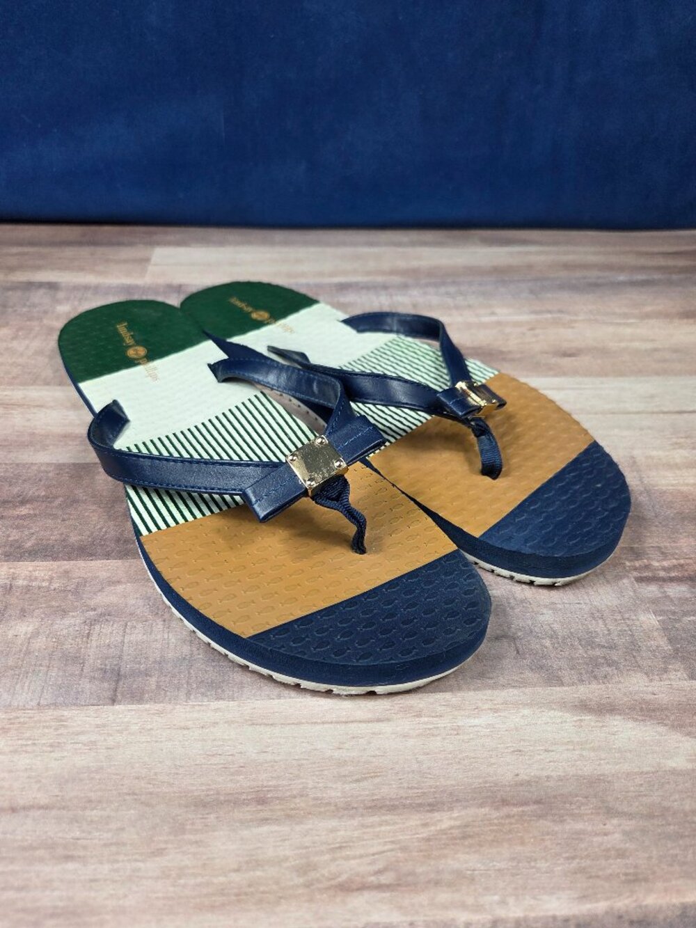 Lindsay Phillips Navy Katie Flip Flops